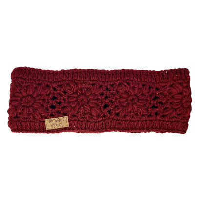 Planet Wool - Headband Woven Flower | wollen hoofdband Red Maroon