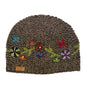 Planet Wool - Short flower hat | wollen muts met bloemen Brown
