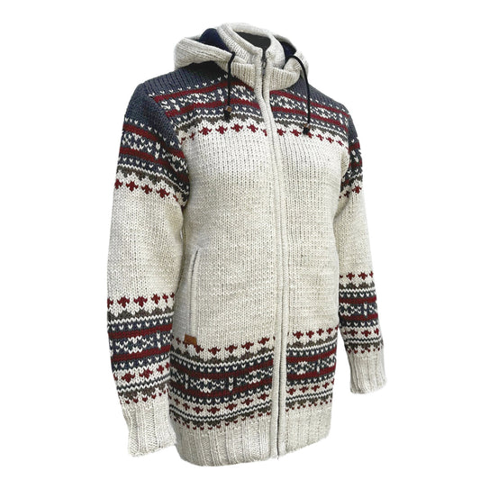 Planet Wool - Long Jacket Round | wollen damesvest met fleecevoering