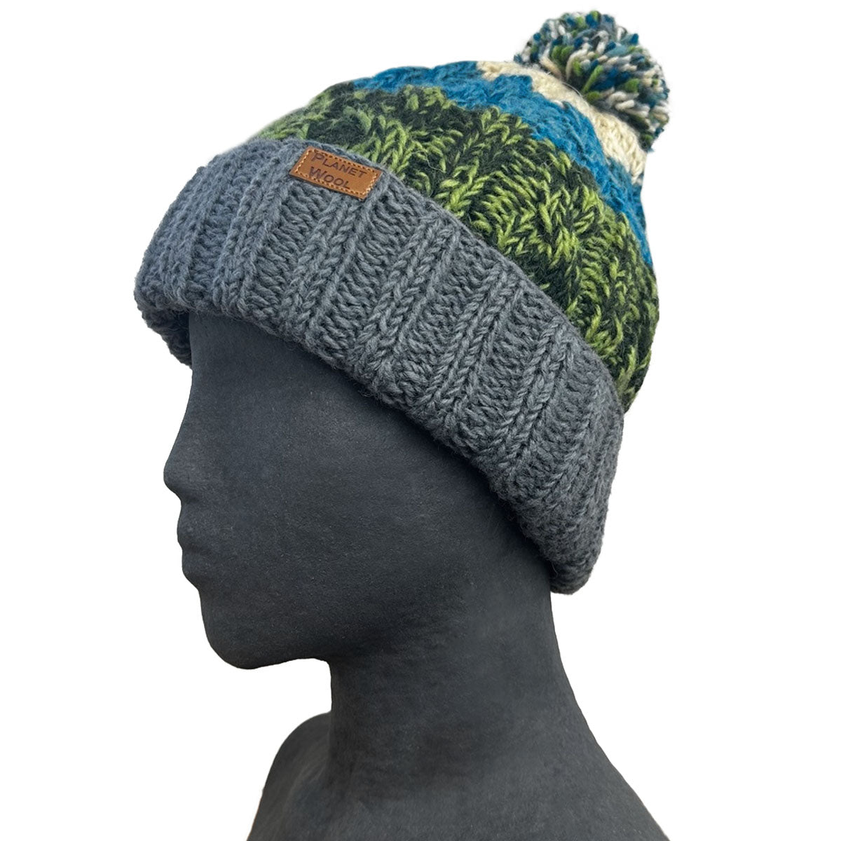 Planet Wool - Pompom hat | wollen muts met omslag