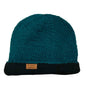 Planet Wool - Round hat extra | wollen muts met omslag Petrol