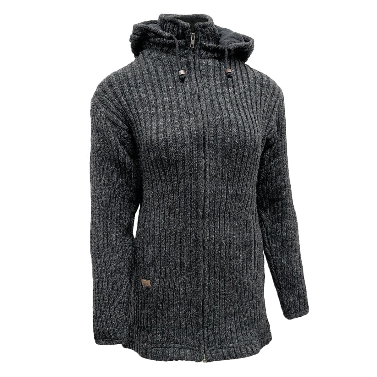 Planet Wool - Long Jacket Rib | wollen damesvest met fleecevoering