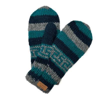 Planet Wool - Mittens | wollen wanten met fleece voering Navy petrol grey